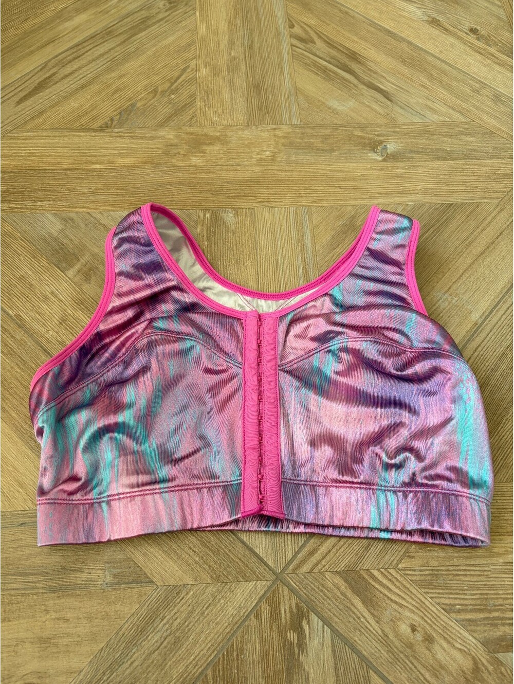 Enell Sport Hight Impact Bra Pink Print Size 3 Bust 41" - 45" Activewear